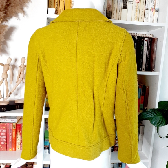 Tahari Wool Moto Style Rich Yellow Small Jacket P1068 - Picture 4 of 10